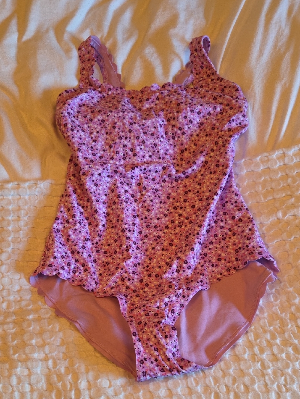 Lands' End Purple Floral  One-Piece Swimsuit